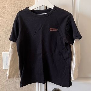 Zara Boys Black & White 100% Cotton Long-Sleeved Tee Size 7